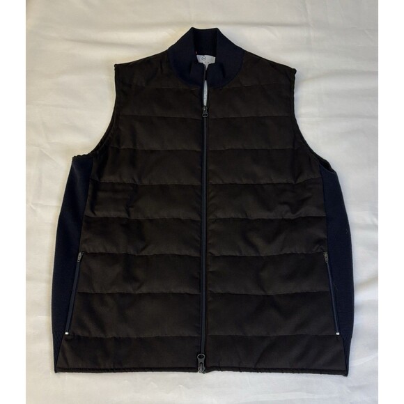 MAISON WOOLIES Puffer Merino Wool Vest Mens Large Full Zip Pockets Navy Classic - Picture 11 of 13